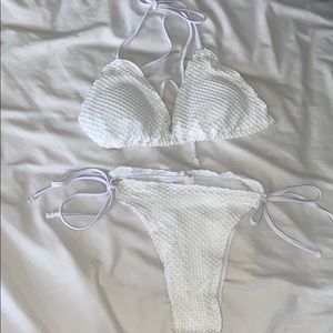 white fishnet print bikini, never worn
